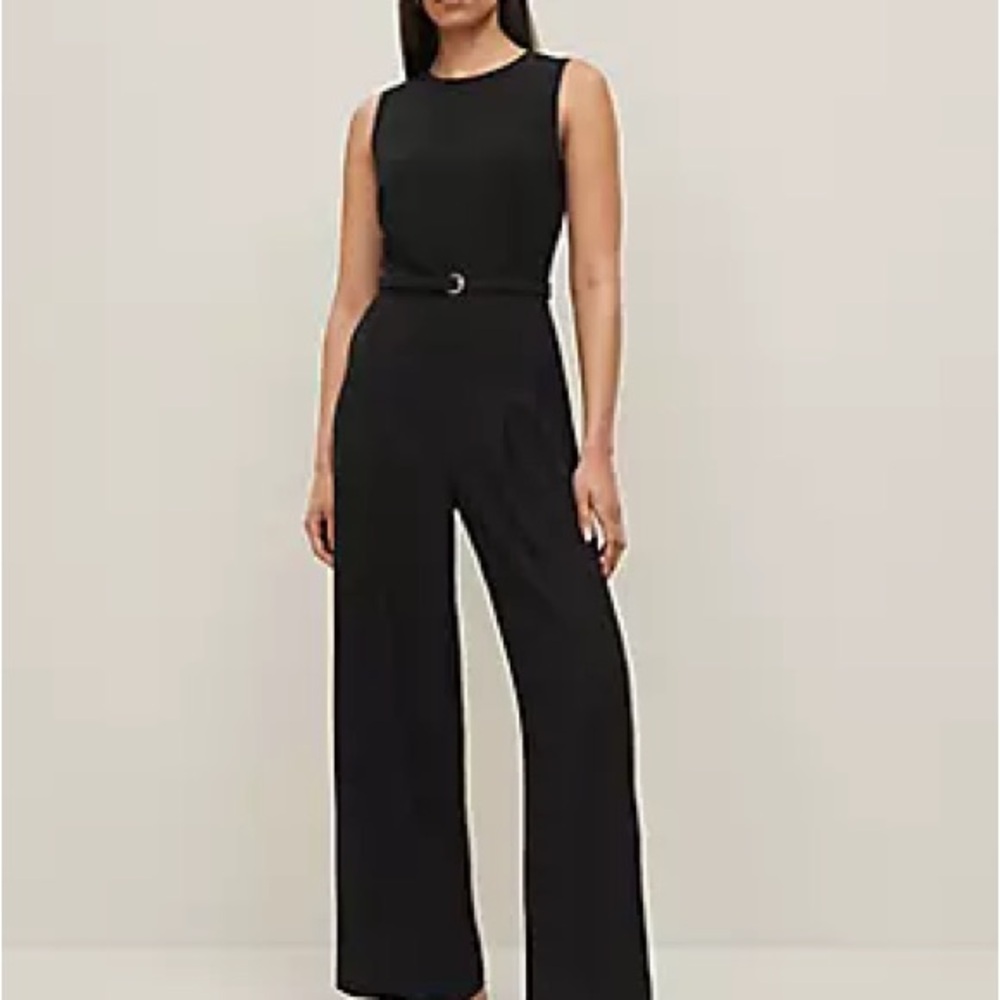 Ann Taylor Belted Crew Neck Jumpsuit (Size 4)